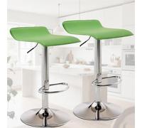 ELZEM PU Leather Bar Stool Set of 2,Island Chairs with Adjustable Height & 360° Swivel - Heavy Duty 330lbs Capacity Modern Counter Height Stool For Kitchen Island,Bar,Home Office(Green)