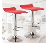ELZEM PU Leather Bar Stool Set of 2,Island Chairs with Adjustable Height & 360° Swivel - Heavy Duty 330lbs Capacity Modern Counter Height Stool For Kitchen Island,Bar,Home Office(Red)