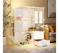ELzEy Casa Gato Parque Infantil con Jaula for Gatos, Jaula semicerrada for Animales pequeños, Cerca for Gatos con Escalera/Caja de Nido for Gatos/Arco for Gatos(Size:72x37x107cm)