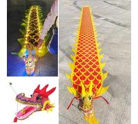 ELzEy Ejercicio de Juego al Aire Libre for niños con Banderas de Danza del dragón parpadeantes con pequeños Dragones Coloridos en la Cabeza(Giallo,5 m (16.4 ft))