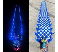 ELzEy Luces Coloridas al Aire Libre Danza del dragón, Juegos al Aire Libre Danza de la Bandera del dragón, Deportes y Juegos de Fitness(BLU,10 m (33 ft))