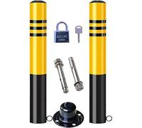 ELzEy Poste de Barrera de Parking Bolardo-2 Piezas de Bloqueo de Espacio de estacionamiento móvil, Cinta Reflectante Amarilla y Negra for estacionamiento, Lote de construcción para Estacionamiento de