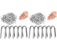 elzle 120 Piezas Clavos en U para Cercas, Grapas Galvanizadas para Mallas - Ideales para Cercado de Gallinero, Malla Metálica, Malla de Jardín y Fijaciones (Paquete de 2)