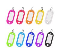 elzle 30 llaveros para escribir, etiquetas llaveros, 2,2 x 5 cm, de plástico, etiqueta para llaves, 10 colores de plástico llaveros, para marcar llaves, maletas, animales domésticos