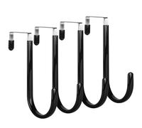elzle 4 ganchos para colgar en la puerta, sin montaje ni perforación, ganchos con goma para evitar arañazos, gancho para puerta para salón, baño, dormitorio, cocina (negro)