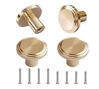 elzle 4 pomos para muebles, 30 x 25 mm, pomo redondo para muebles, tiradores y pomos decorativos para niños, fácil de instalar, ideal para armarios, cajones (dorado)