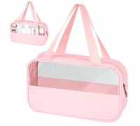 elzle Bolsa de Maquillaje portátil, Bolsa de Aseo de Viaje Transparente, Bolsas de Lavado de cosméticos, con Cremalleras, artículos Esenciales de Viaje, PVC + Bolsa Impermeable Transparente
