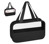 elzle Bolsas de Aseo Transparente, Bolsa portátil para Maquillaje, Neceser de Viaje Esencial, Neceser de Viaje, de PVC+PU Colgante Transparente Impermeable para cosméticos, Mujer/Hombre (Negro)