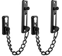 elzle Cadena de Seguridad para Puerta con Mecanismo de Resorte, Instalación Fácil con 4 Tornillos, Protección Robusta para Hogar, Hotel y Apartamento (Negro) (Paquete de 2)