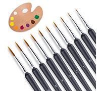 elzle - Juego de 10 Pinceles de Pintura acrílica, Profesional de Nailon, para Acuarela Gouache al óleo para Pintura acrílica, Modelos, artesanía (Negro)
