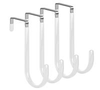 elzle Paquete de 4 ganchos blancos para colgar sobre la puerta, perchas de acero inoxidable resistentes con superficie antiarañazos, ganchos de 4,5 cm para ropa, toallas detrás de la puerta