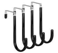 elzle Paquete de 4 ganchos negros sobre la puerta, ganchos de 4,5 cm para ropa, perchas resistentes de acero inoxidable con superficie antiarañazos, toallas, coronas de Navidad, calcetines, bolsas de