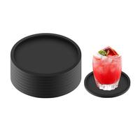 elzle Posavasos de 8 Vasos, Posavasos Redondos de Silicona para Bebidas, Alfombrillas Antideslizantes para café, Cerveza, Copas de Vino, Botellas hogar y el Bar, Color Negro