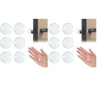 elzle Topes de Puerta de Silicona Transparentes, 6 Unidades Adhesión Extra Fuerte, Protector de Paredes y Manijas, Fácil Instalación sin Taladrar para Puertas, Armarios y Muebles (Paquete de 2)