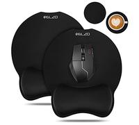 ELZO - 2 Unidades Soporte de Reposamuñecas para Ratón con Acolchado de Espuma Viscoelástica, Base de Goma Antideslizante y Diseño Ergonómico para PC, Ordenador Portátil, Ordenador de Sobremesa