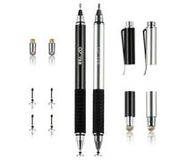 ELZO 3 en 1 Universal Lápiz Táctil de Precisión, 2 Piezas, Gel Pen, 4 Disco Reemplazables, 2 Puntas de Fibra, 100% Compatible con Todas Las Pantallas Táctiles de Tableta para iPad/Samsung/Lenovo