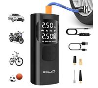 ELZO Compresor Aire Portatil, 150PSI 3X Inflación Rápida Portable Electric Air Compressor, Mini Inflador Ruedas Manómetro Digital Apagado Automático Carga USB-C para Coche, Moto, Bicicleta, Pelota