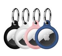 ELZO Funda Protectora Ligera de Silicona Suave con Llavero para Localizador, Apple Airtags, 4 Piezas, Funda Anti-Perdida Anti-Rasguñose, Mochilas Escolares, Collares para Perros, Carteras