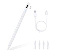 ELZO Lápiz óptico para iPad (2018-2025), Carga rápida, sensibilidad a la inclinación, rechazo de Palma, magnético y Punta de precisión de 1,5 mm,Blanco