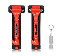 ELZO Paquete de 2 martillos de Seguridad automóvil 2 en 1 Herramienta de Escape de Emergencia para Romper la ventanilla y Cortar el cinturón de Seguridad Kit de Rescate y Supervivencia con Silbato