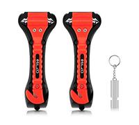 ELZO Paquete de 2 martillos de Seguridad automóvil 2 en 1 Herramienta de Escape de Emergencia para Romper la ventanilla y Cortar el cinturón de Seguridad Kit de Rescate y Supervivencia con Silbato