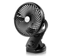 ELZO USB Ventilador con Clip, 5000 mAh, Recargable Mini Portátil Silencioso Ventilador, Rotación de 360 ° para Coche, Dormitorio, Oficina, Cochecito, Camping, Cochecito de Bebé