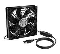 ELZO USB Ventilador de Computadora Portátil, 120mm, 5V, 3 Velocidades Ajustables, Ventilador de Refrigeración Electrónico 2600 RPM con Parrilla de Metal para TV Box/Gabinete AV/PS4/Enrutador