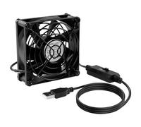 ELZO USB Ventilador de Computadora Portátil, 80mm, 5V, 3 Velocidades Ajustables, Ventilador de Refrigeración Electrónico 2600 RPM con Parrilla de Metal para TV Box/Gabinete AV/PS4/Enrutador