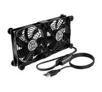 ELZO USB Ventilador para Computadora Portátil de Doble Fila, 120mm, 3 Velocidades Ajustables, Ventilador de Refrigeración Electrónico con 8 Amortiguadores para TV Box/gabinete AV/PS4/Enrutador