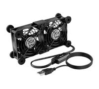 ELZO USB Ventilador para Computadora Portátil de Doble Fila, 80mm, 3 Velocidades Ajustables, Ventilador de Refrigeración Electrónico con 8 Amortiguadores para TV Box/gabinete AV/PS4/Enrutador