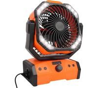 ELZO Ventilador Camping 30000mAh, Ventilador de Mesa Recargable USB con luz LED y gancho, Rotación de 270° Gancho para Control Remoto, Ventilador de Clip para Exteriores Camping Corte de Energía