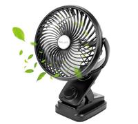 ELZO Ventilador USB con clip de 20000 mAh, mini ventilador de mesa, ventilador de mesa con luz LED, ventilador de camping, recargable automático, ventilador de escritorio, ventilador de escritorio
