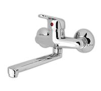 EM Mezclador grifo de pared monomando agua caliente fría cromo pulido fregadero cocina fregadero