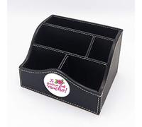 em Organizador de Cuero Auténtico - Día de la Madre - con Medallón de Metal a Elegir Entre 8 diseños y 2 Colores de Cuero. (Te Quiero Mucho, Negro)