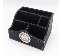 em Organizador de Cuero Auténtico - Día de la Madre - con Medallón de Metal a Elegir Entre 8 diseños y 2 Colores de Cuero. (Gracias por Todo Mamá, Negro)