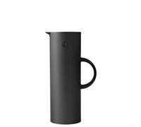 Stelton Jarra térmica EM77 - Jarra térmica de doble pared para bebidas calientes/frías - Tetera y café con inserto de cristal, cierre magnético, tapa de rosca, 1 litro, color negro suave