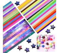 EMAGEREN 1436 Hojas Papel Origami para Estrellas 3D, Tiras de Colores con Purpurina, Papiroflexia