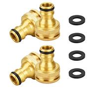 EMAGEREN 4 pcs Conector Grifo Manguera Jardin Adaptador de Grifo para Manguera 1/2" y 3/4" Conector de Grifo de Latón de Rosca Hembra 2 en 1 Conector Manguera Rápida para Jardín Hogar Cocina Lavadora