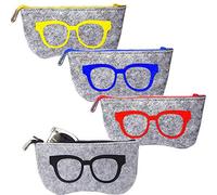 EMAGEREN 4pcs Fundas de Gafas Portátiles Bolsa de Gafas Estuche de Gafas de Sol Funda de Fieltro Portátiles para Gafas Estuche de Gafas Funda para Gafas con Cremallera para Almacenamiento- 4 Colores
