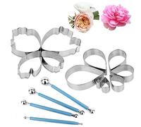 EMAGEREN Cortadores de Flores, Kit de 7pcs Molde de Pétalo de Rosa + 4pcs Cortador de Pasteles de Peonía + 4pcs Herramientas de Punteado, Cortadores de Reposteria de Acero Inoxidable para Hornear DIY