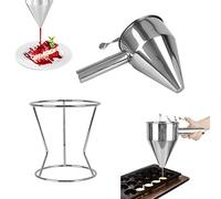 EMAGEREN Embudo para Hornear Embudo de Pistón de acero Inoxidable 1.2 L Dispensador de Masa para Repostería Embudo de Bola de Pulpo Embudo Dosificador para Rellenos Líquidos para Cocina Panadería Uso