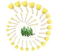 EMAGEREN Pincel de Esponja Redonda, 30 Piezas Pinceles de Espuma Amarillos Brochas de Espuma para Pintar con Mango de Madera Esponja para Pintar Manualidades de 5 Tamaños para DIY Dibujo Barniz