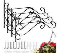 EMAGEREN Soportes para Colgar Macetas en La Pared, Soporte para Plantas Colgantes Vintage, Ganchos para Colgar Macetas de Hierro, con Tornillos para Planta Lámpara Cesta (4 pcs* normal)