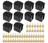 eMagTech 10 Conectores de Relé de 5 Pines para Coche con Terminales de 6,3 Mm 12 V 30 A para Alarmas Arranque Remoto Y Faros Ocultos.