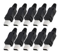 eMagTech 10 conectores mini USB macho, conector de soldadura USB para creación de cables de datos, conectores electrónicos de proyectos, 34 x 9 x 8 mm, color negro