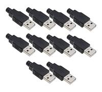 eMagTech 10 Juegos de Conector USB Tipo A Macho de 4 Pines Conector USB DIY Conector Macho Tipo A Adaptador de Montaje de 4 Pines Accesorios de Cable