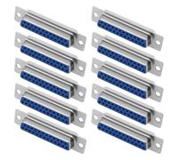 eMagTech 10 Piezas de Conector D-Sub de 25 Pines Conector Hembra DB25 de Doble Fila Tipo D Terminal de Soldadura para Montaje en PCB Equipos Mecánicos Computadoras CNC