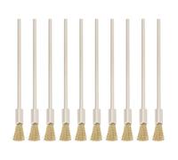 eMagTech 10x Cepillo de limpieza de alambre de cobre mini con mango extendido de 3 mm, cepillo para eliminar óxido, longitud de 100 x 16 mm para plataforma de perforación giratoria