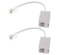 eMagTech 2 adaptadores convertidores RJ11 a RJ45, divisor de teléfono, J11 (6P4C) hembra a RJ45 (8P8C) macho, cable Plug and Play, 145 mm, color blanco