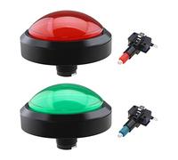 eMagTech 2 Botones de 100 mm con luz LED de 12 V con microinterruptor para máquinas de Arcade, Piezas de Videojuegos (Rojo y Verde)